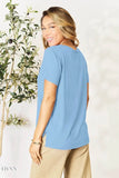 Basic Bae Bamboo Short Sleeve T-Shirt - Full Size Round Neck - EBYNN