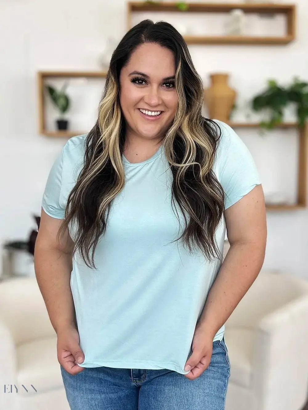 Basic Bae Bamboo Short Sleeve T-Shirt - Full Size Round Neck - EBYNN