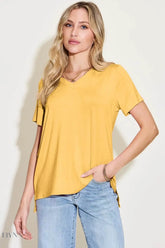 Bamboo V-Neck T-Shirt - High-Low Design in Full Sizes - EBYNN