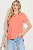 Bamboo V-Neck T-Shirt - High-Low Design in Full Sizes - EBYNN