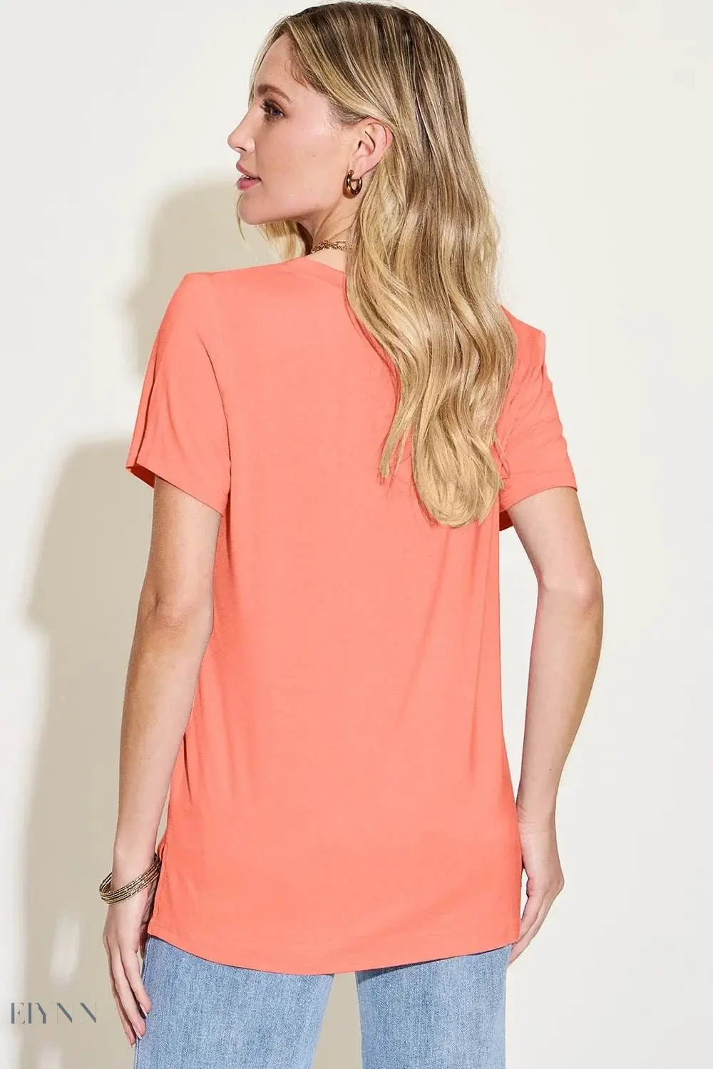 Bamboo V-Neck T-Shirt - High-Low Design in Full Sizes - EBYNN