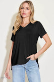 Bamboo V-Neck T-Shirt - High-Low Design in Full Sizes - EBYNN