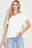 Bamboo V-Neck T-Shirt - High-Low Design in Full Sizes - EBYNN