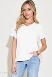 Bamboo V-Neck T-Shirt - High-Low Design in Full Sizes - EBYNN