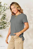 Basic Round Neck T-Shirt - Full Size Short Sleeve Tee for Everyday Wear - EBYNN