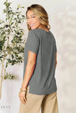 Basic Round Neck T-Shirt - Full Size Short Sleeve Tee for Everyday Wear - EBYNN