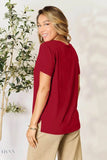 Basic Round Neck T-Shirt - Full Size Short Sleeve Tee for Everyday Wear - EBYNN