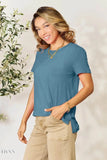 Basic Round Neck T-Shirt - Full Size Short Sleeve Tee for Everyday Wear - EBYNN
