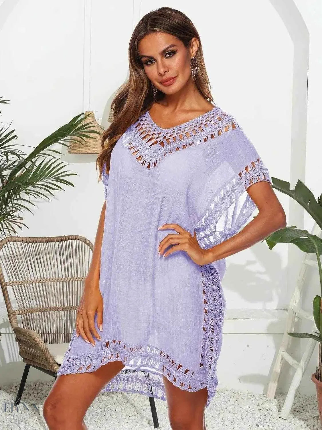 Boho Crochet Beach Cover Up Lightweight Dress for Effortless Style - EBYNN