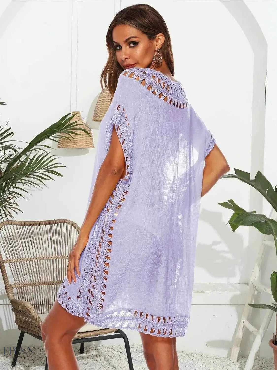 Boho Crochet Beach Cover Up Lightweight Dress for Effortless Style - EBYNN