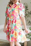 Floral Babydoll Dress with Puff Sleeves - EBYNN