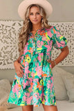 Floral Babydoll Dress with Puff Sleeves - EBYNN