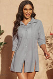 Button-Up Longline Shirt with Breast Pockets - EBYNN