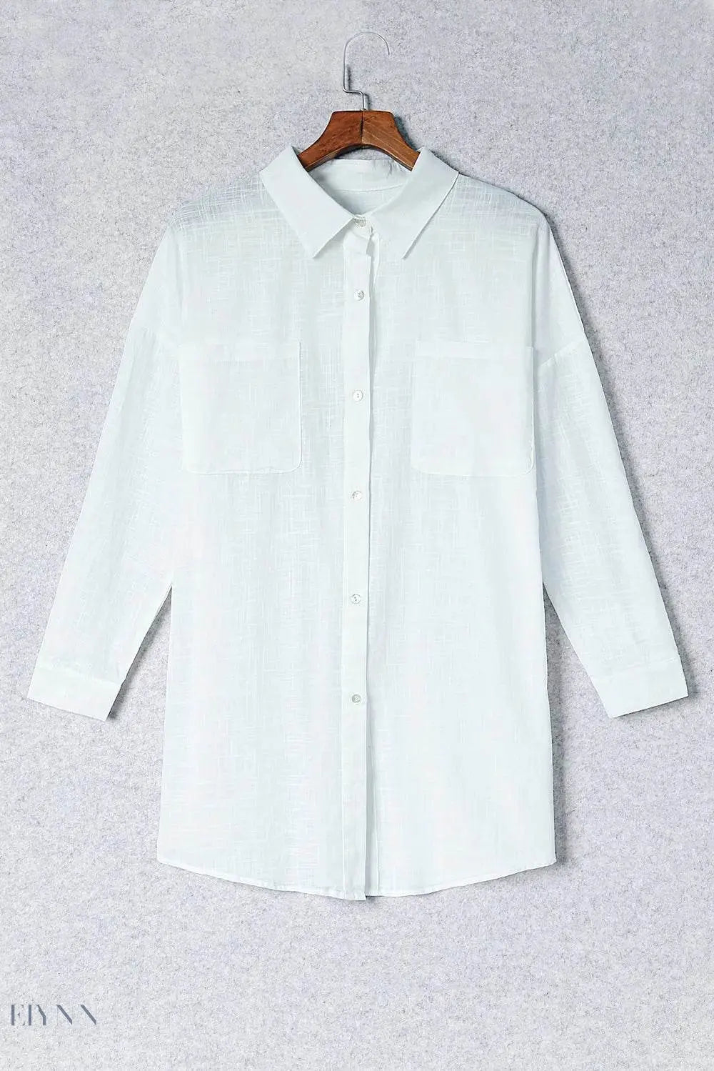 Button-Up Longline Shirt with Breast Pockets - EBYNN