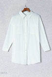 Button-Up Longline Shirt with Breast Pockets - EBYNN