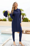 Three-Piece Cap, Long Sleeve Hooded Top and Pants Swim Set - EBYNN