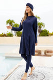 Three-Piece Cap, Long Sleeve Hooded Top and Pants Swim Set - EBYNN