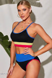 Color Block Two-Piece Spaghetti Strap Swim Set - EBYNN