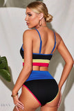 Color Block Two-Piece Spaghetti Strap Swim Set - EBYNN
