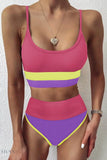 Color Block Two-Piece Spaghetti Strap Swim Set - EBYNN
