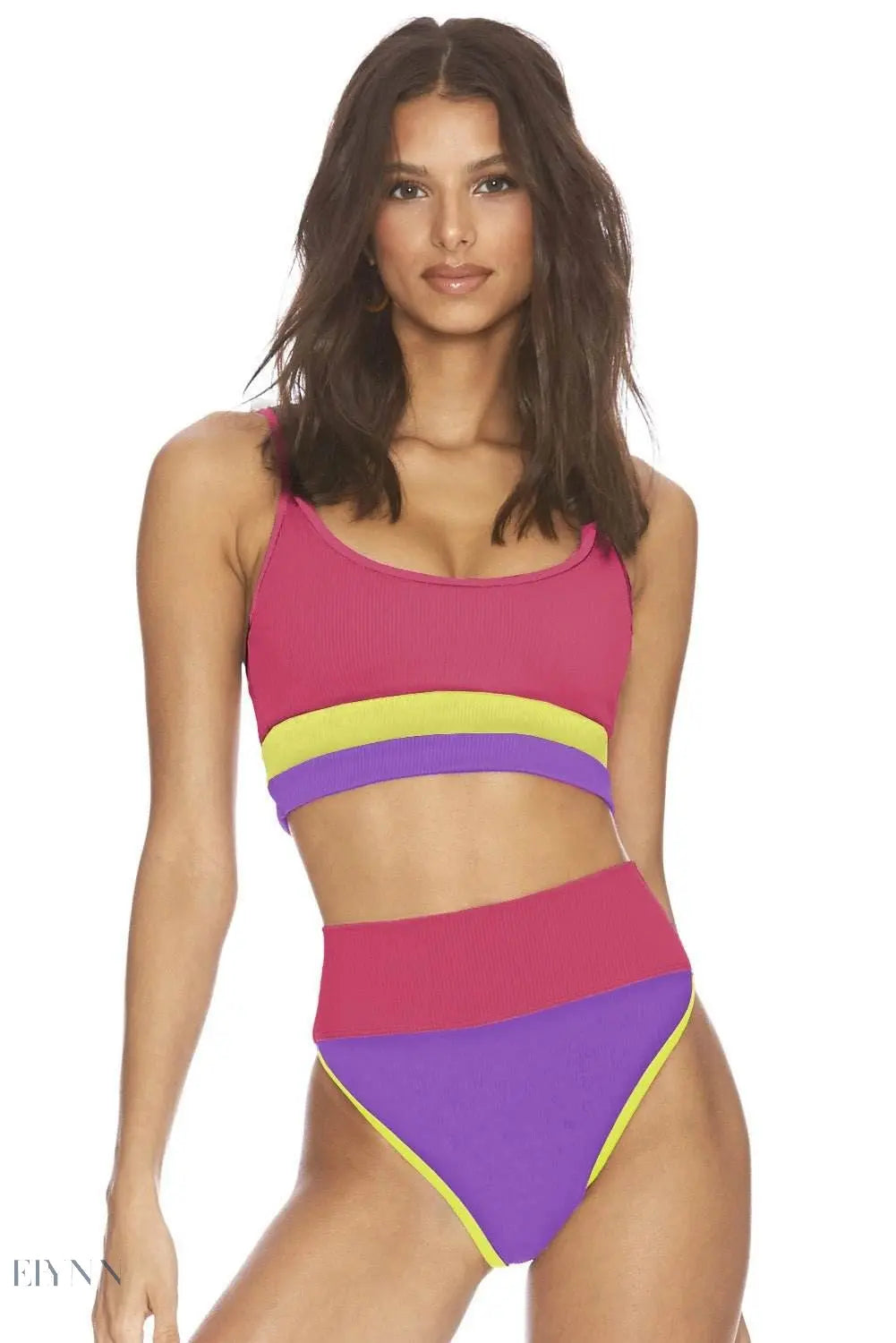 Color Block Two-Piece Spaghetti Strap Swim Set - EBYNN