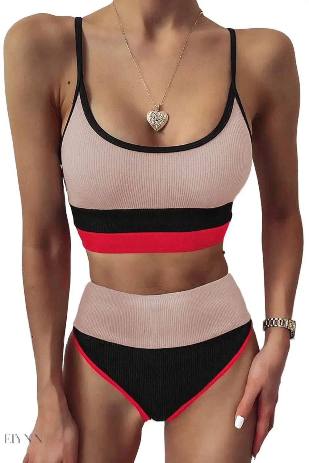 Color Block Two-Piece Spaghetti Strap Swim Set - EBYNN