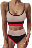 Color Block Two-Piece Spaghetti Strap Swim Set - EBYNN