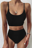 Color Block Two-Piece Spaghetti Strap Swim Set - EBYNN