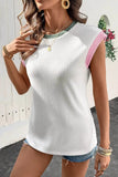 Contrast Trim Sleeveless Top - Stylish Ribbed Knit Design - EBYNN