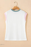 Contrast Trim Sleeveless Top - Stylish Ribbed Knit Design - EBYNN