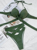 Crisscross Halter Neck Bikini Set - EBYNN