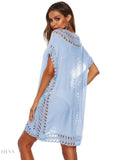 Plus Size Beach Cover Up Dress in Pink Crochet - EBYNN