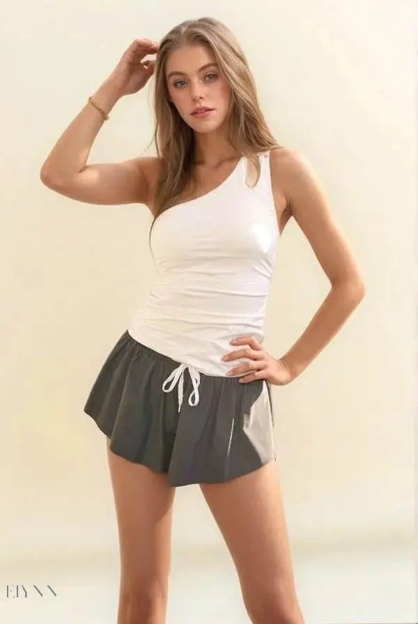 Davi & Dani One Shoulder Cropped Swimsuit Top - EBYNN