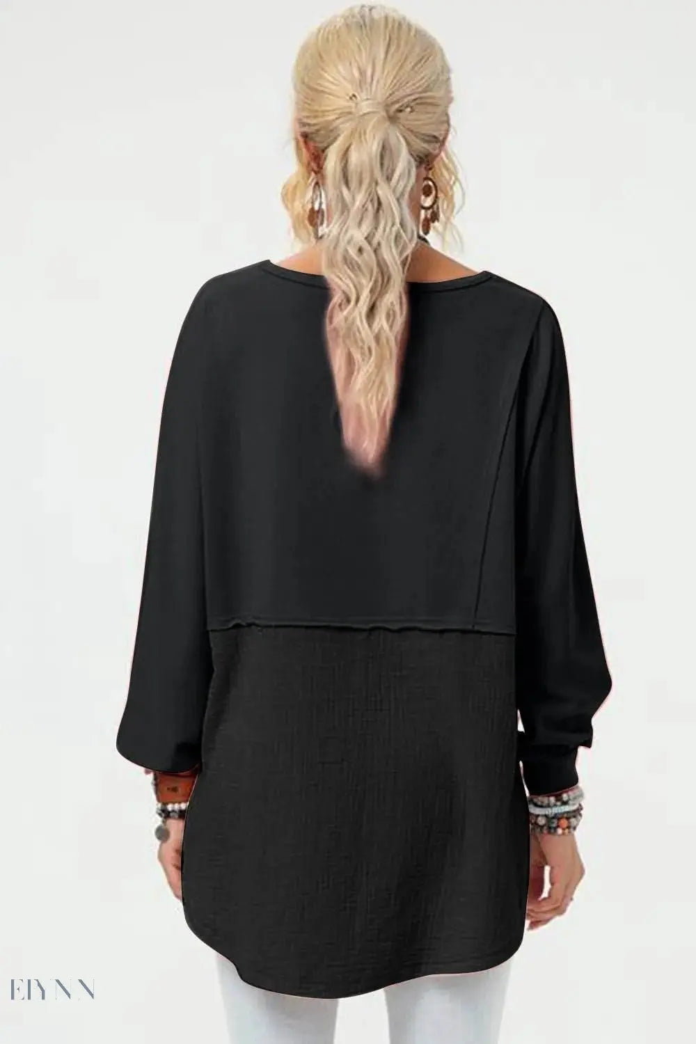 Double Take High-Low T-Shirt - Full Size Long Sleeve for Effortless Style - EBYNN