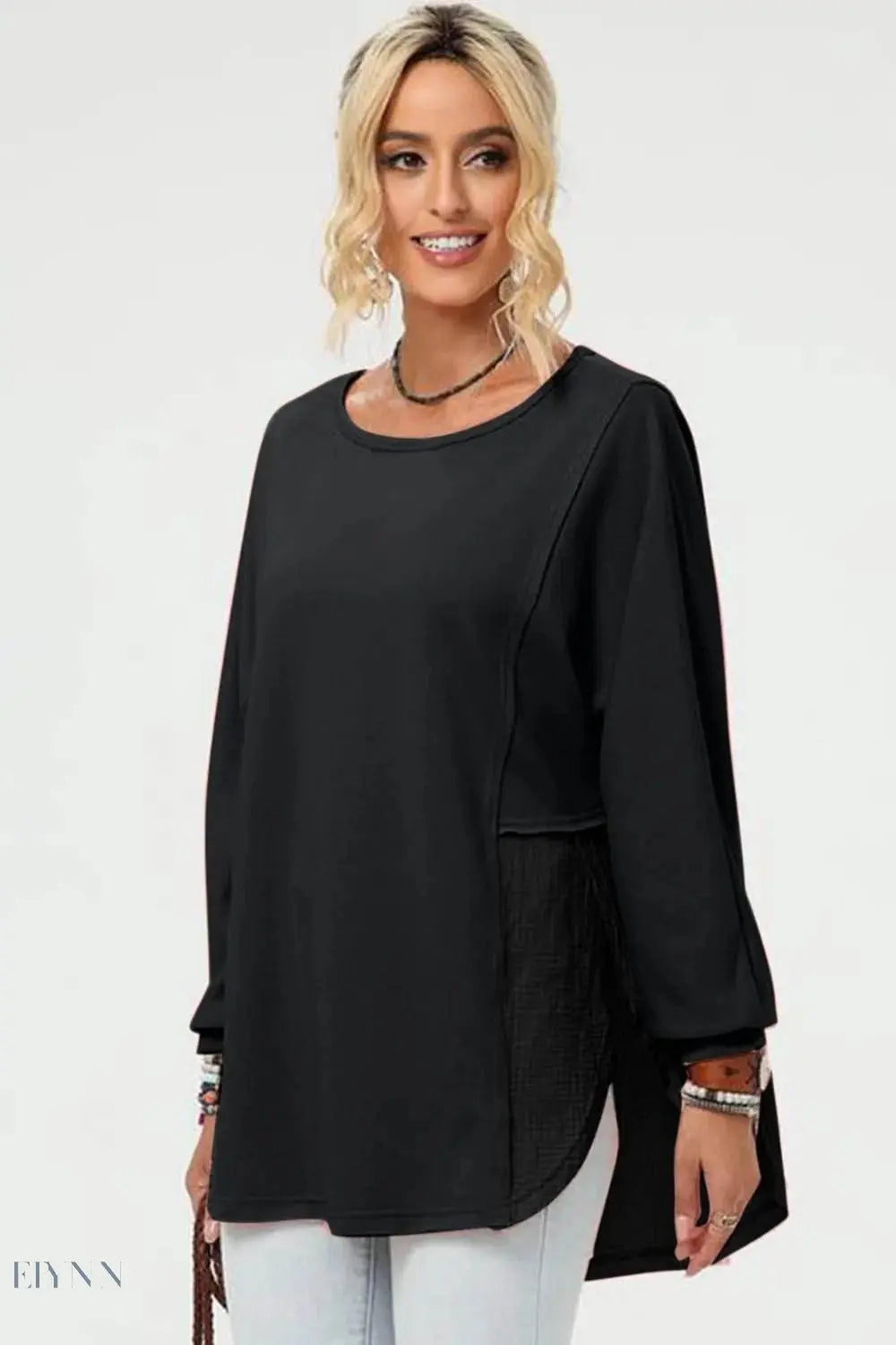 Double Take High-Low T-Shirt - Full Size Long Sleeve for Effortless Style - EBYNN