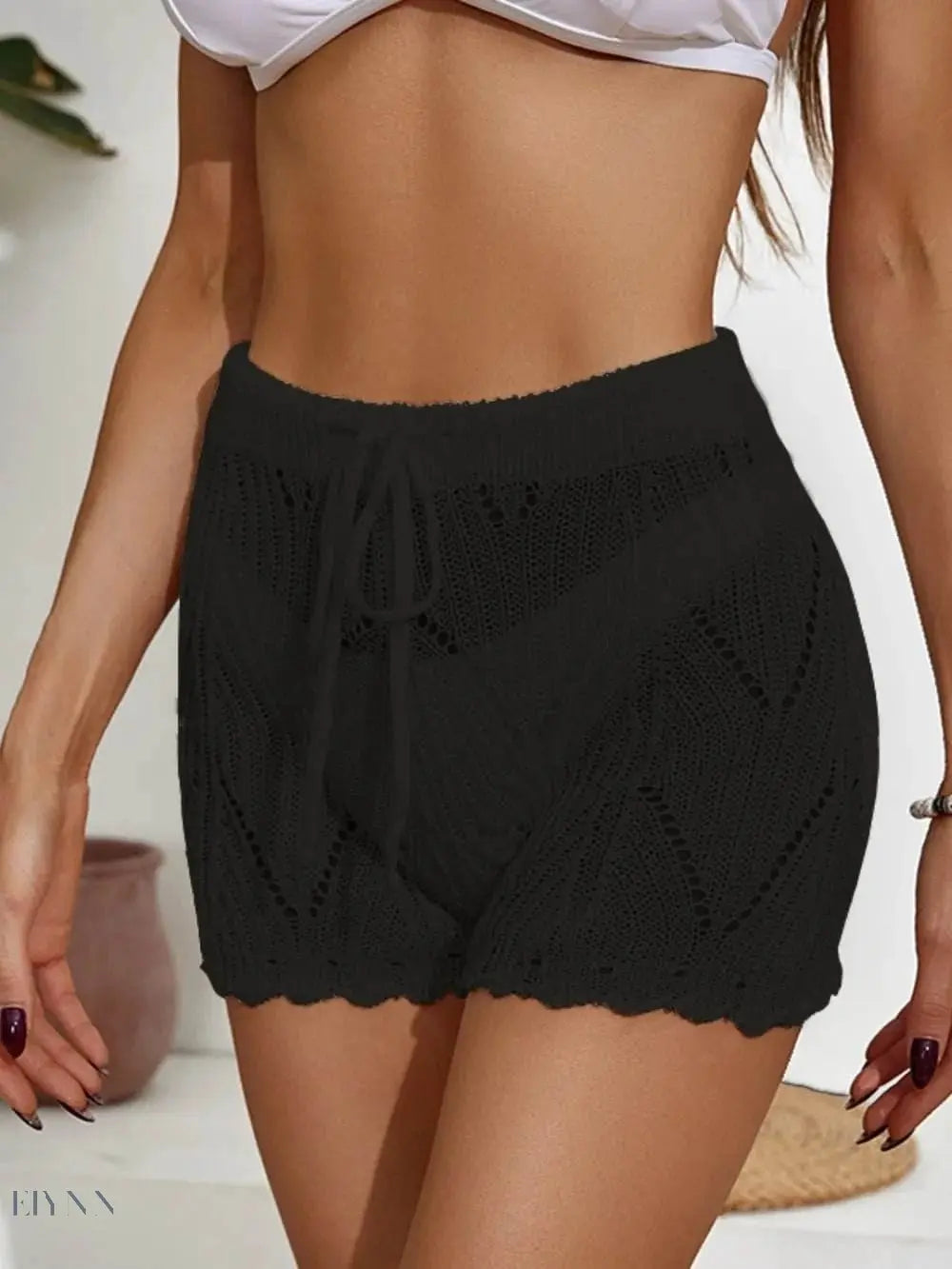Drawstring Cutout Swim Shorts - EBYNN