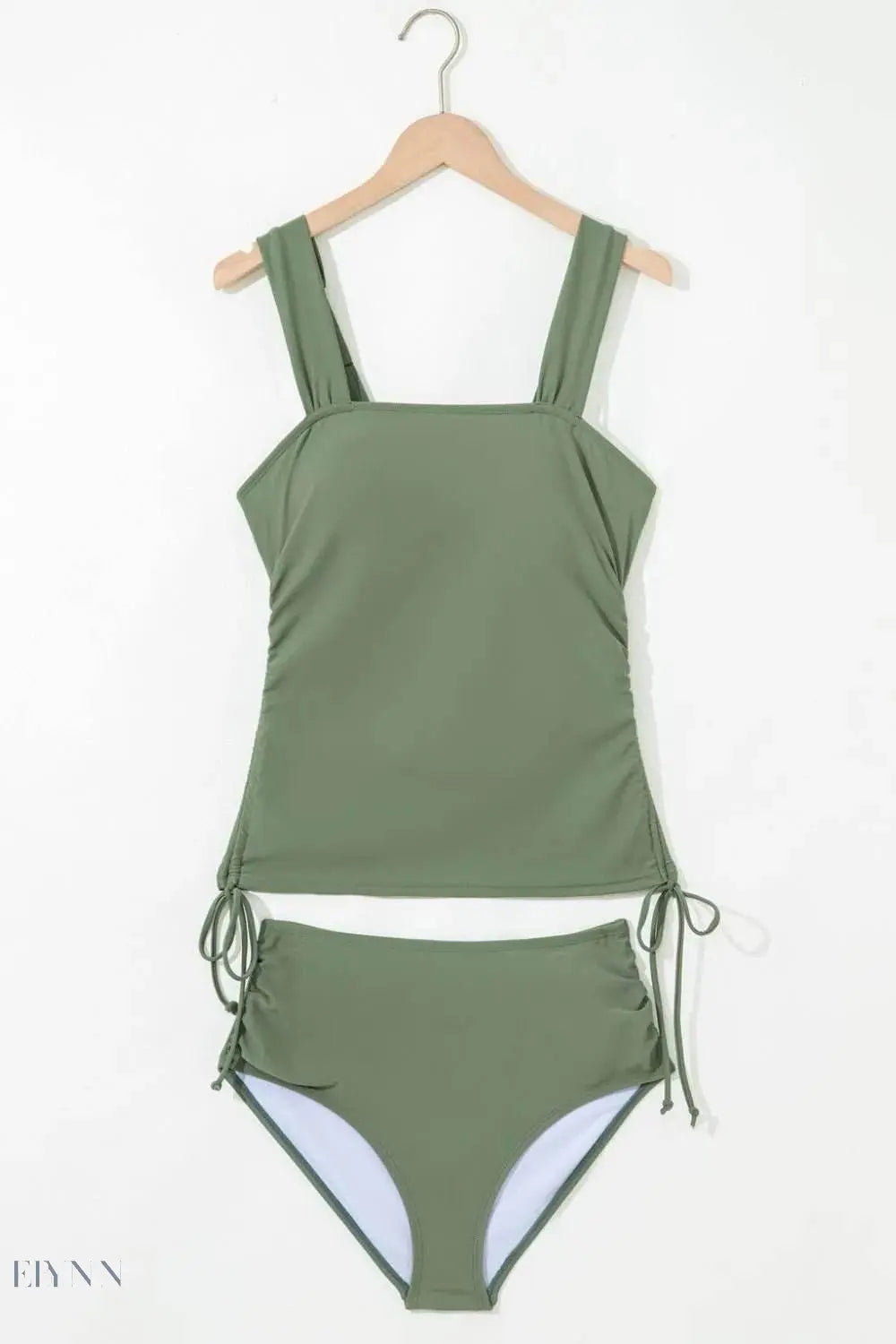 Drawstring Ruched Wide Straps Tankini Set - EBYNN