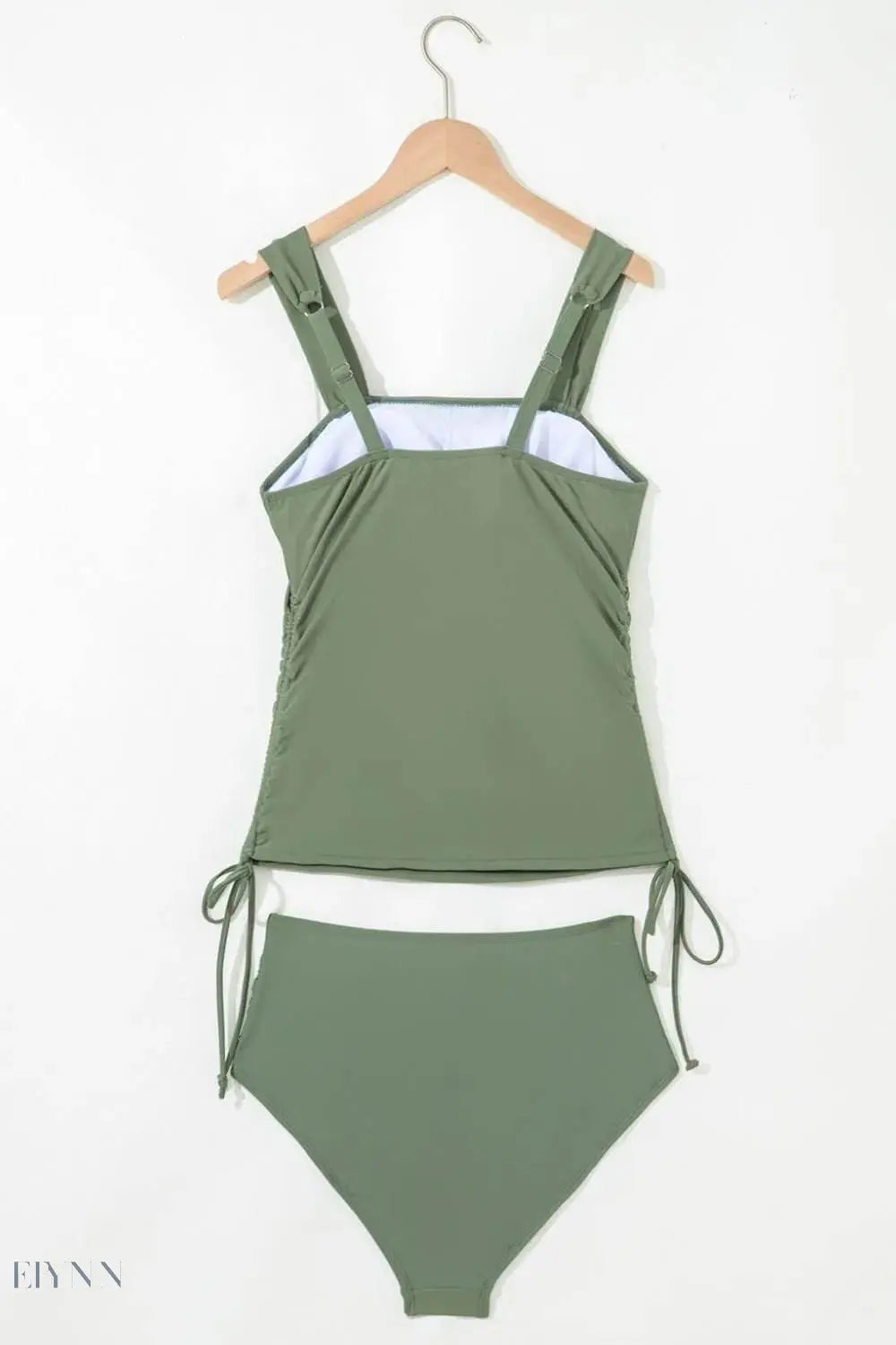 Drawstring Ruched Wide Straps Tankini Set - EBYNN