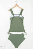 Drawstring Ruched Wide Straps Tankini Set - EBYNN