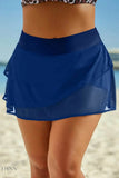 Elastic Waist Swim Skirt with Ruffles - EBYNN