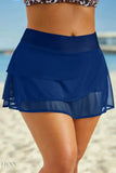 Elastic Waist Swim Skirt with Ruffles - EBYNN