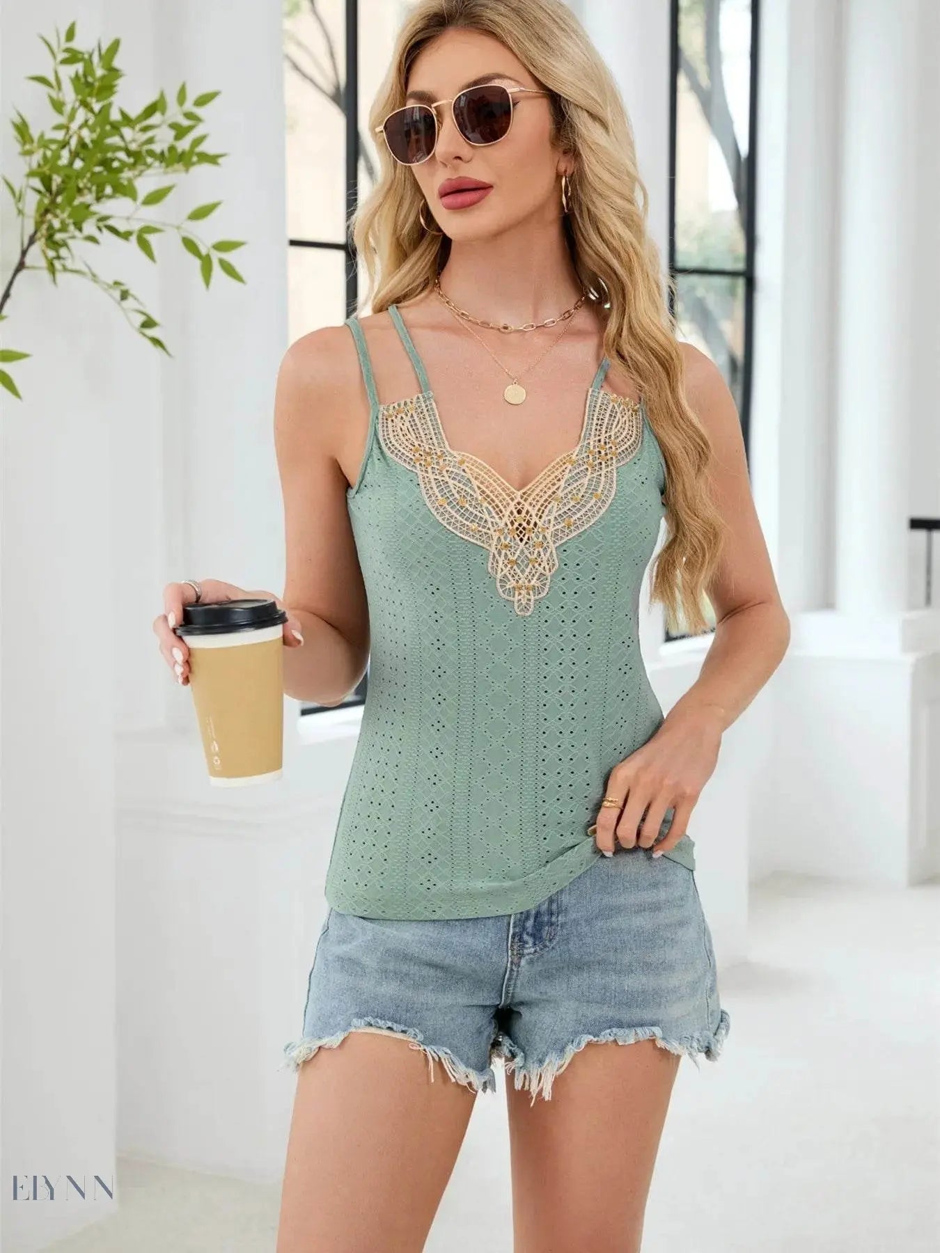 Eyelet Double Strap Cami Top - EBYNN
