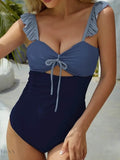 FAM-FAM Cutout Ruffled Spaghetti Strap One-Piece Swimwear - EBYNN