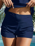 FAM-FAM Ruched Mid-Rise Waist Swim Shorts - EBYNN