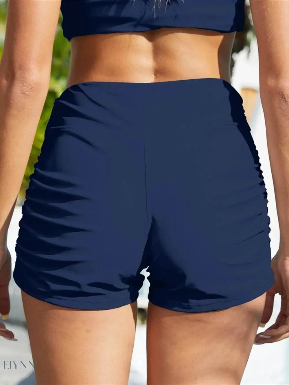 FAM-FAM Ruched Mid-Rise Waist Swim Shorts - EBYNN