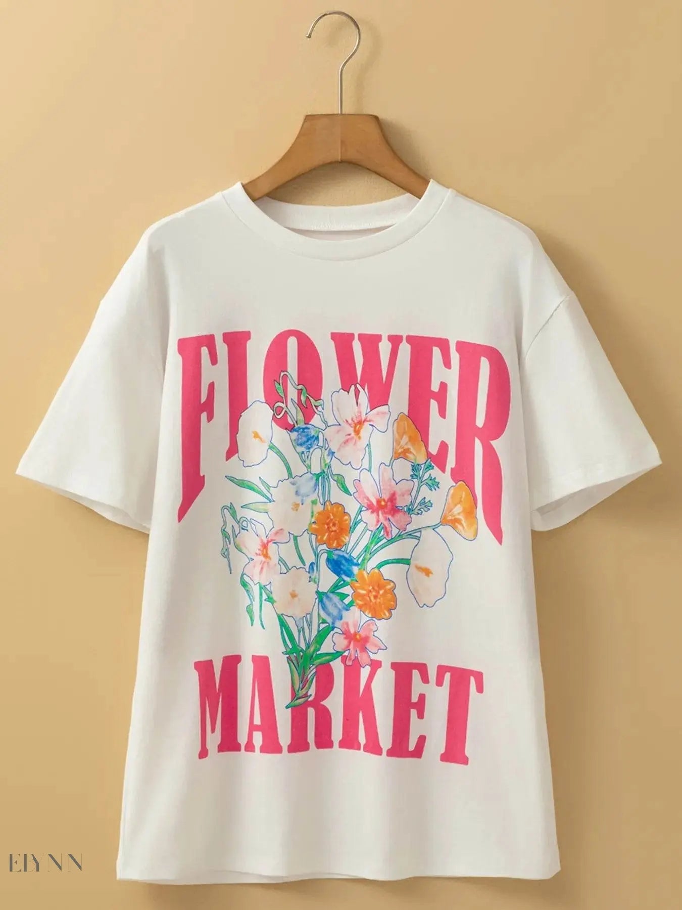 Flower Market T-Shirt - Graphic Round Neck Design for Floral Lovers - EBYNN