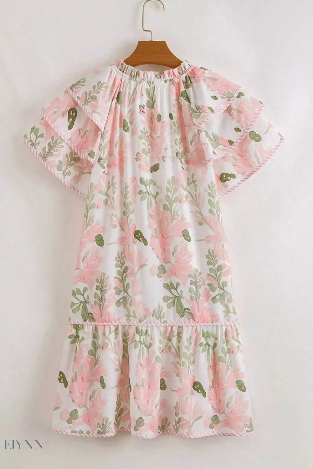 Floral Contrast Edge Layered Mini Dress - EBYNN