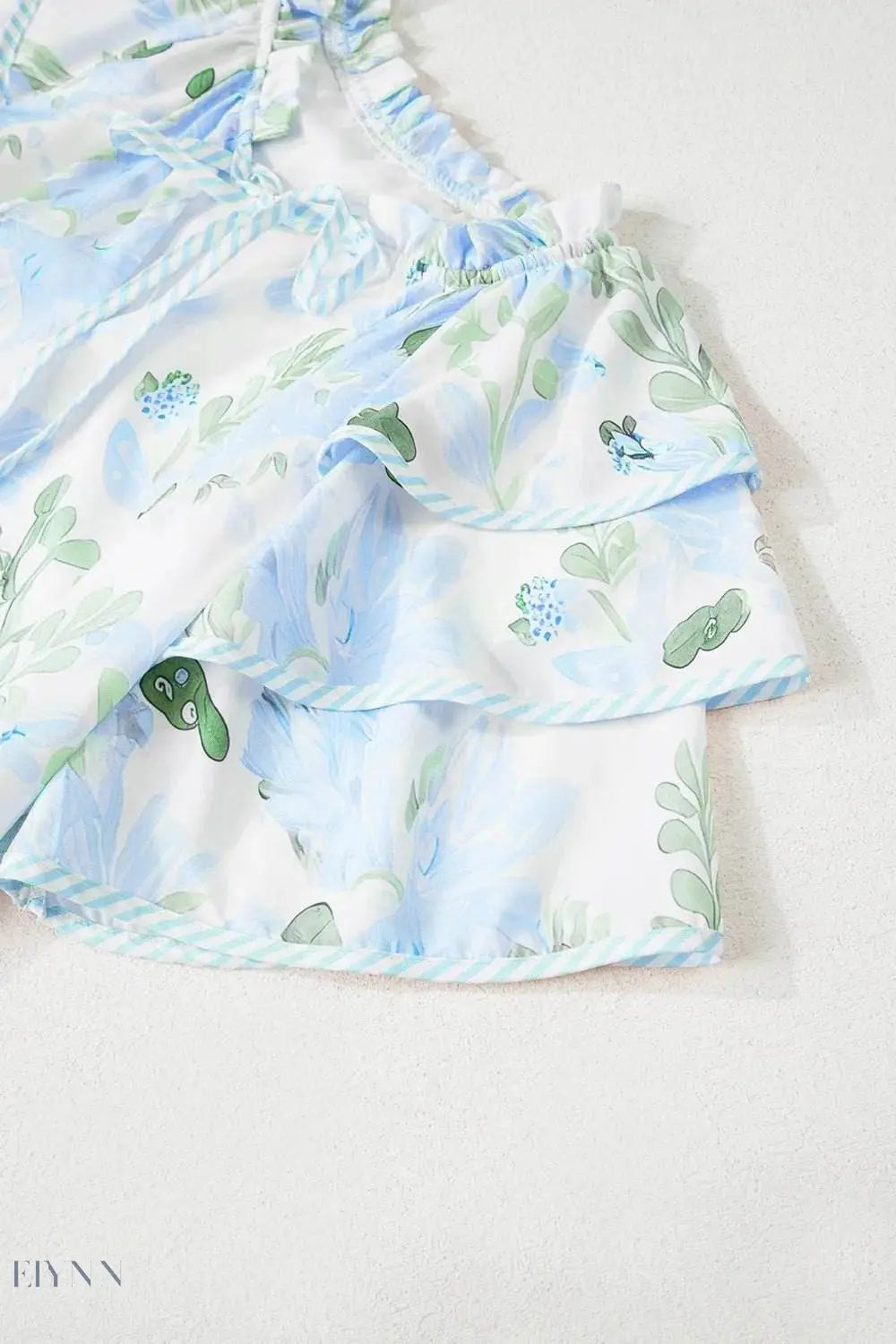 Floral Contrast Edge Layered Mini Dress - EBYNN