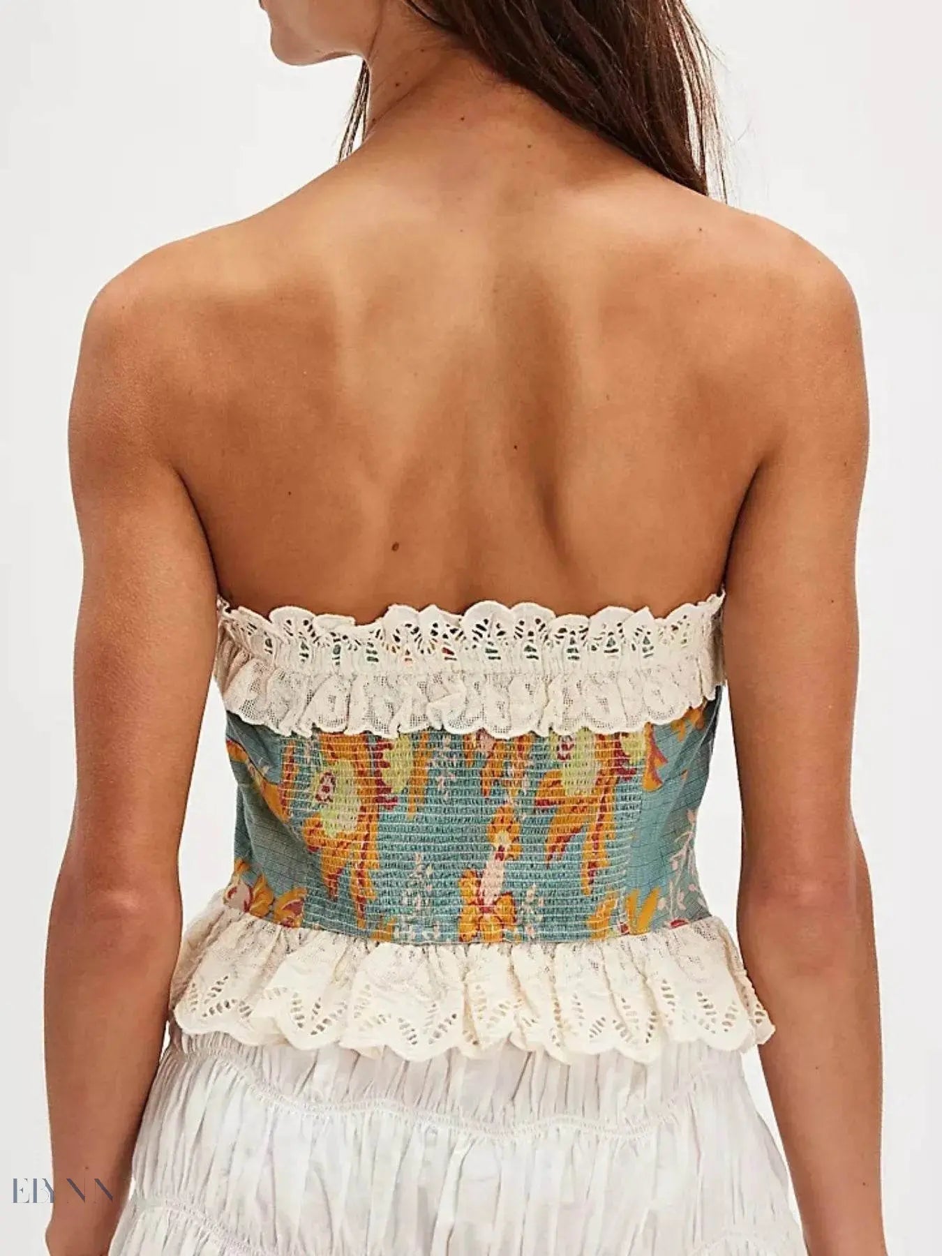 Floral Lace Tube Top with Lace Trim for Stylish Summer Looks - EBYNN