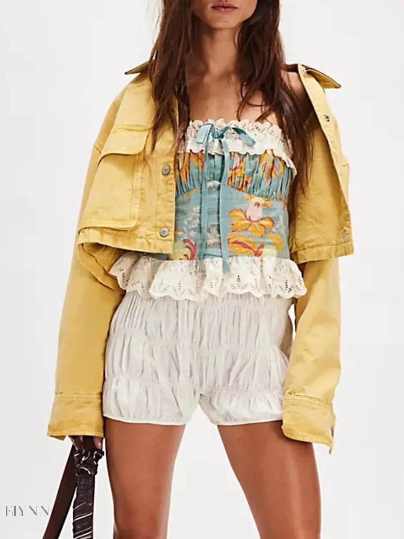 Floral Lace Tube Top with Lace Trim for Stylish Summer Looks - EBYNN